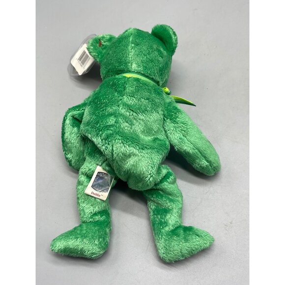 TY dublin bear green 2002 bow clover beanie buddie collection soft 8" plush READ - Picture 5 of 8
